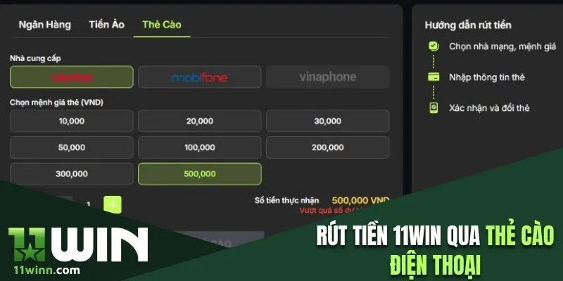 Giao dịch qua thẻ cào Viettel, Mobifone hoặc Vinafone