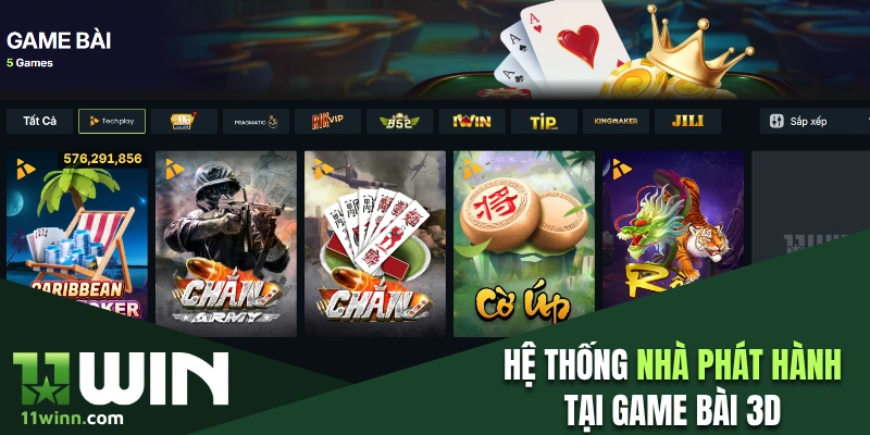 Hệ thống nhà phát hành tại game bài 3D