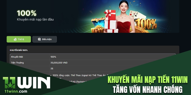 Khuyến mãi nạp tiền 11WIN tăng vốn cho người chơi